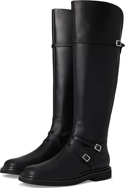 Franco Sarto Ainsley High Shaft Boots Women's Boots Black Leather : 6.5 M