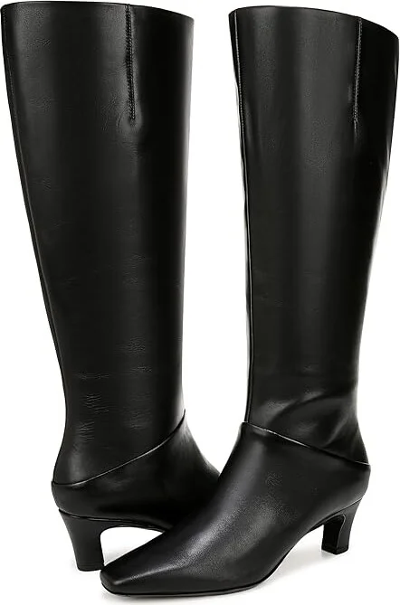 Franco Sarto Andria High Shaft Boot Wide Calf Women's Boots Black Leather : 6.5 M
