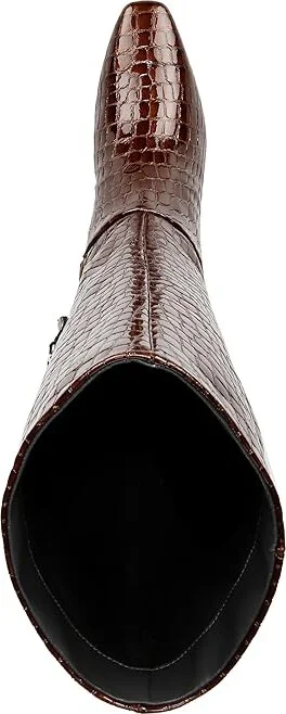 Franco Sarto Andria High Shaft Boot Wide Calf Women's Boots Brown Croc Print Leather : 7 M - Image 2