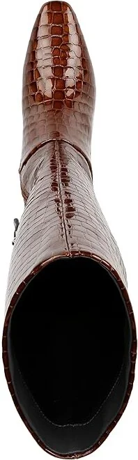 Franco Sarto Andria High Shaft Boots Women's Boots Brown Croc Print Leather : 6.5 M - Image 2