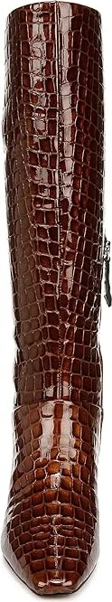 Franco Sarto Andria High Shaft Boots Women's Boots Brown Croc Print Leather : 6.5 M - Image 4