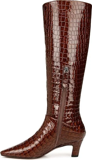 Franco Sarto Andria High Shaft Boots Women's Boots Brown Croc Print Leather : 6.5 M - Image 5