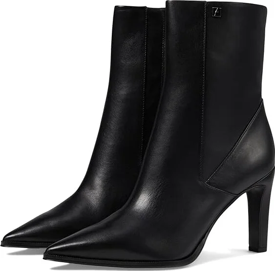 Franco Sarto Appia Pointed Toe Dress Bootie Women's Boots Black Leather : 8.5 M