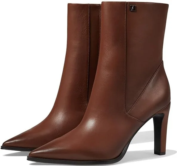 Franco Sarto Appia Pointed Toe Dress Bootie Women's Boots Tobacco Brown Leather : 9 M