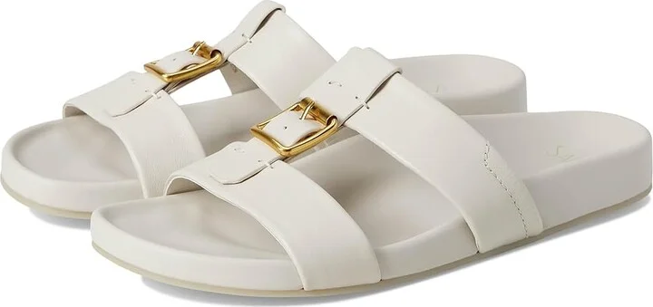 Franco Sarto Braxton Slide Women's Sandals Chiffon White : 11 M, Leather/Suede