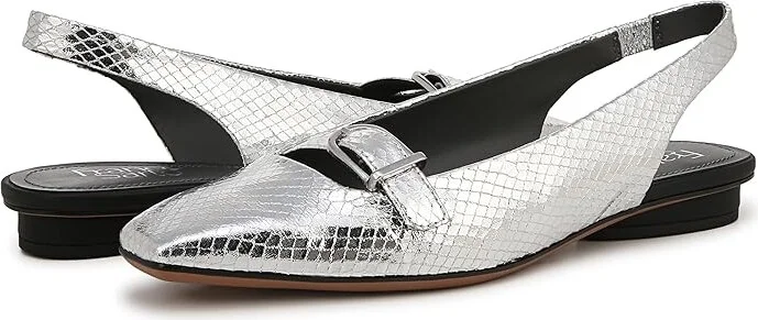 Franco Sarto Carana Slingbacks Women's Shoes Silver Snake Faux Leather : 8 M