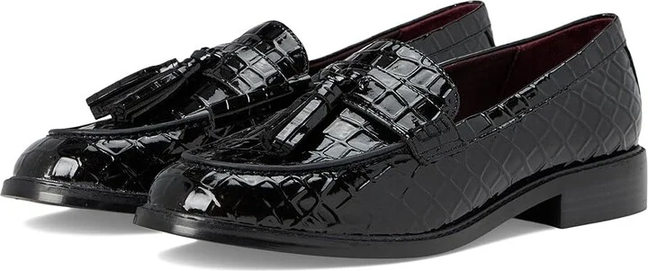 Franco Sarto Carolyn Low Slip-ons Women's Flat Shoes Black Croco Faux Leather : 9 M