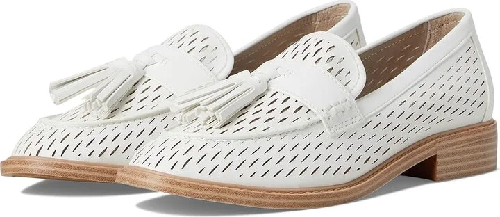 Franco Sarto Carolyn Low Slip-ons Women's Flat Shoes White Cutout : 7.5 W, Leather