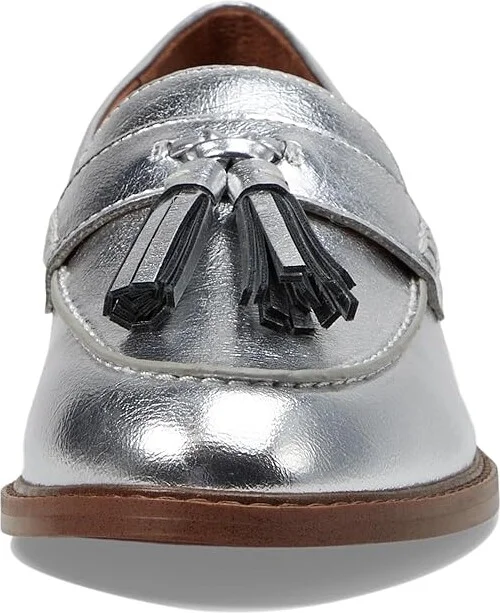 Franco Sarto Carolynn Low Slip-On Tassel Loafers Women's Flat Shoes Silver Metallic : 6.5 M, Leather - Image 2