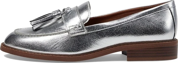 Franco Sarto Carolynn Low Slip-On Tassel Loafers Women's Flat Shoes Silver Metallic : 6.5 M, Leather - Image 6
