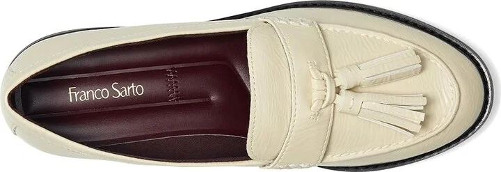 Franco Sarto Carolynn Slip-On Tassel Loafers Women's Flat Shoes Putty White : 9.5 M, Leather - Image 2