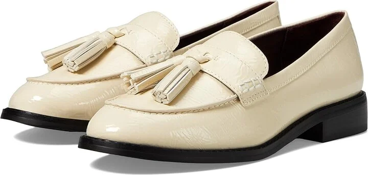 Franco Sarto Carolynn Slip-On Tassel Loafers Women's Flat Shoes Putty White : 9.5 M, Leather