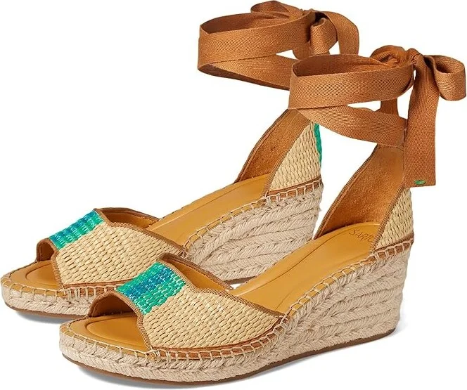 Franco Sarto Casey Wedge Espadrille Sandal Women's Sandals Natural Beige : 9.5 M, Leather/Textile