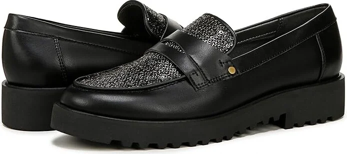 Franco Sarto Cassandra Slip-Ons Women's Flat Shoes Black Sequins/Faux Leather : 6.5 M