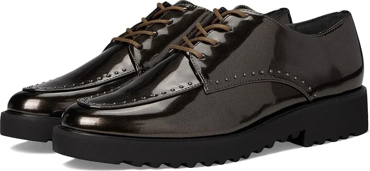 Franco Sarto Charles6 Oxfords Women's Shoes Gunmetal Studded Faux Leather : 6.5 M, Lace/Leather