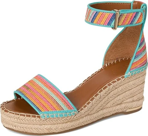 Franco Sarto Clemens Raffia Espadrille Wedge Heel Sandals Women's Sandals : 10 M, Leather - Image 5