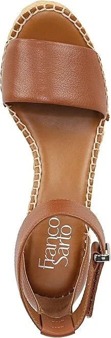 Franco Sarto Clemens Raffia Espadrille Wedge Heel Sandals Women's Sandals Cognac Brown Leather : 9.5 M, Leather/Suede - Image 2