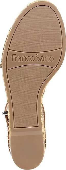 Franco Sarto Clemens Raffia Espadrille Wedge Heel Sandals Women's Sandals Cognac Brown Leather : 9.5 M, Leather/Suede - Image 3