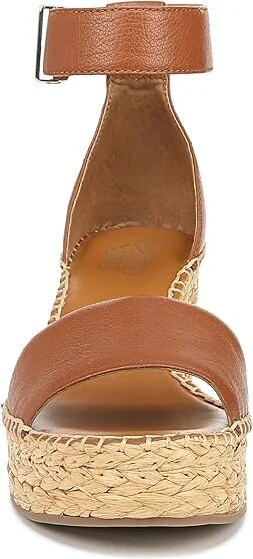 Franco Sarto Clemens Raffia Espadrille Wedge Heel Sandals Women's Sandals Cognac Brown Leather : 9.5 M, Leather/Suede - Image 5