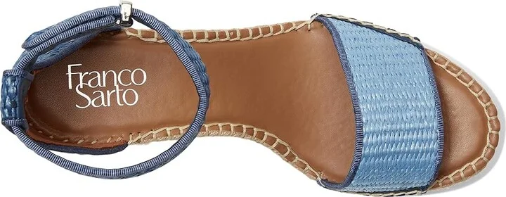 Franco Sarto Clemens Raffia Espadrille Wedge Heel Sandals Women's Sandals Denim Blue Raffia : 7 M, Rubber/Synthetic/Textile - Image 2