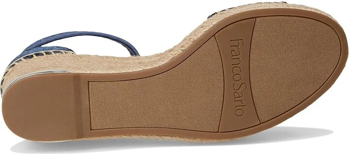 Franco Sarto Clemens Raffia Espadrille Wedge Heel Sandals Women's Sandals Denim Blue Raffia : 7 M, Rubber/Synthetic/Textile - Image 3