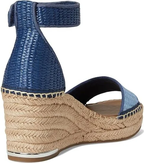 Franco Sarto Clemens Raffia Espadrille Wedge Heel Sandals Women's Sandals Denim Blue Raffia : 7 M, Rubber/Synthetic/Textile - Image 4