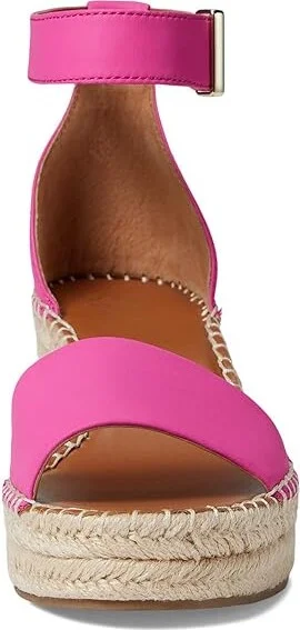 Franco Sarto Clemens Raffia Espadrille Wedge Heel Sandals Women's Sandals Pink Leather : 10 M - Image 2