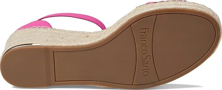 Franco Sarto Clemens Raffia Espadrille Wedge Heel Sandals Women's Sandals Pink Leather : 10 M - Image 3