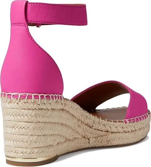 Franco Sarto Clemens Raffia Espadrille Wedge Heel Sandals Women's Sandals Pink Leather : 10 M - Image 4