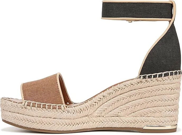 Franco Sarto Clemens Raffia Espadrille Wedge Heel Sandals Women's Sandals Tan/Black Fabric : 9.5 M, Leather/Suede - Image 5