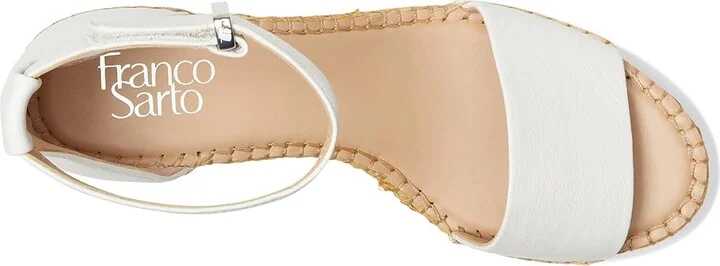 Franco Sarto Clemens Raffia Espadrille Wedge Heel Sandals Women's Sandals White Leather : 9.5 W, Leather/Suede - Image 2