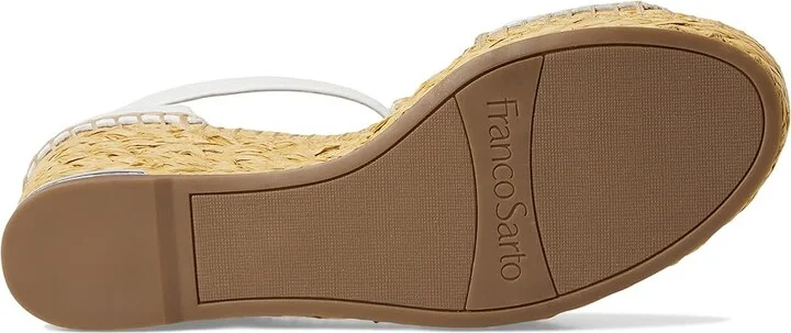 Franco Sarto Clemens Raffia Espadrille Wedge Heel Sandals Women's Sandals White Leather : 9.5 W, Leather/Suede - Image 3