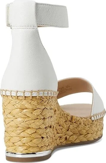 Franco Sarto Clemens Raffia Espadrille Wedge Heel Sandals Women's Sandals White Leather : 9.5 W, Leather/Suede - Image 4