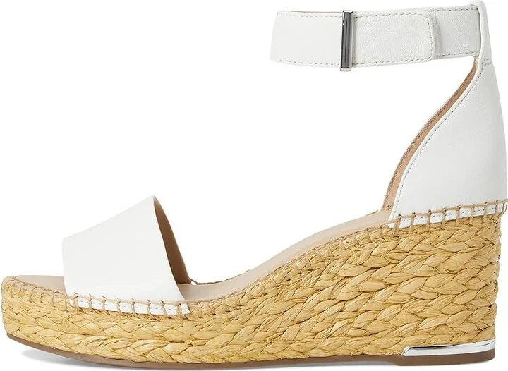Franco Sarto Clemens Raffia Espadrille Wedge Heel Sandals Women's Sandals White Leather : 9.5 W, Leather/Suede - Image 6