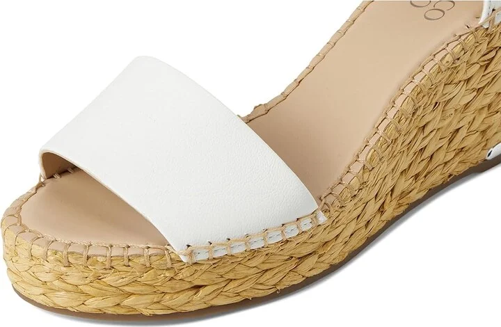 Franco Sarto Clemens Raffia Espadrille Wedge Heel Sandals Women's Sandals White Leather : 9.5 W, Leather/Suede - Image 7