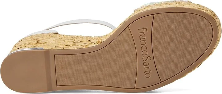 Franco Sarto Clemens Raffia Espadrille Wedge Heel Sandals Women's Sandals White Rainbow Stripe : 6 M, Leather - Image 3