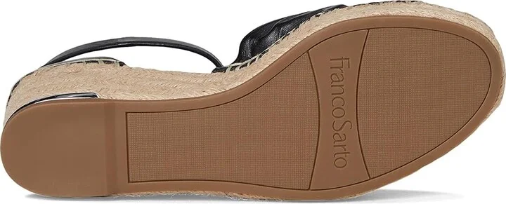 Franco Sarto Clementine Espadrille Sandals Women's Wedge Shoes Black : 8 M, Leather - Image 3