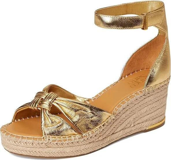 Franco Sarto Clementine Espadrille Sandals Women's Wedge Shoes Gold : 7.5 M, Leather - Image 5