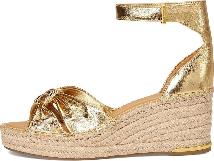 Franco Sarto Clementine Espadrille Sandals Women's Wedge Shoes Gold : 7.5 M, Leather - Image 6