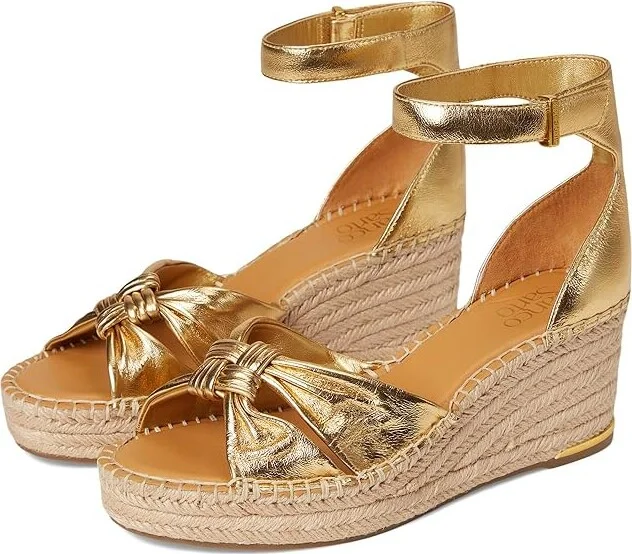 Franco Sarto Clementine Espadrille Sandals Women's Wedge Shoes Gold : 7.5 M, Leather