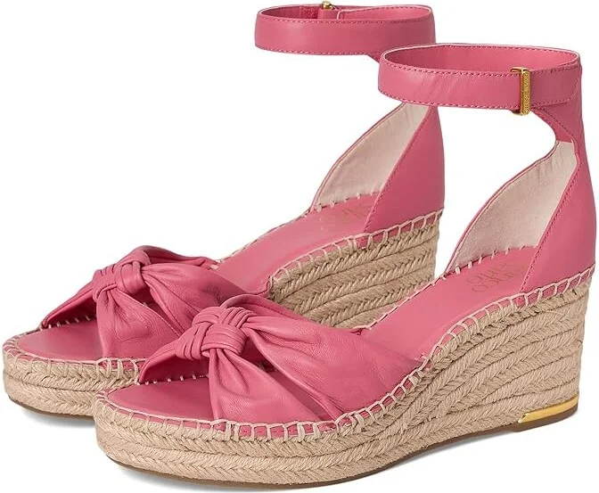 Franco Sarto Clementine Espadrille Sandals Women's Wedge Shoes Strawberry Pink : 9.5 M, Leather