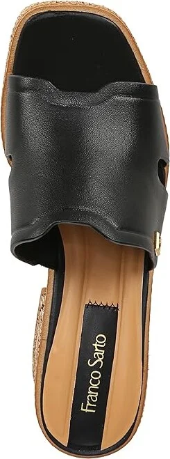 Franco Sarto Florence Fashion Slide Heeled Sandals Women's Sandals Black Leather : 9.5 M, Textile - Image 2