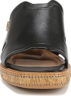 Franco Sarto Florence Fashion Slide Heeled Sandals Women's Sandals Black Leather : 9.5 M, Textile - Image 4