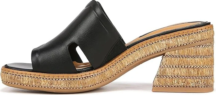 Franco Sarto Florence Fashion Slide Heeled Sandals Women's Sandals Black Leather : 9.5 M, Textile - Image 5