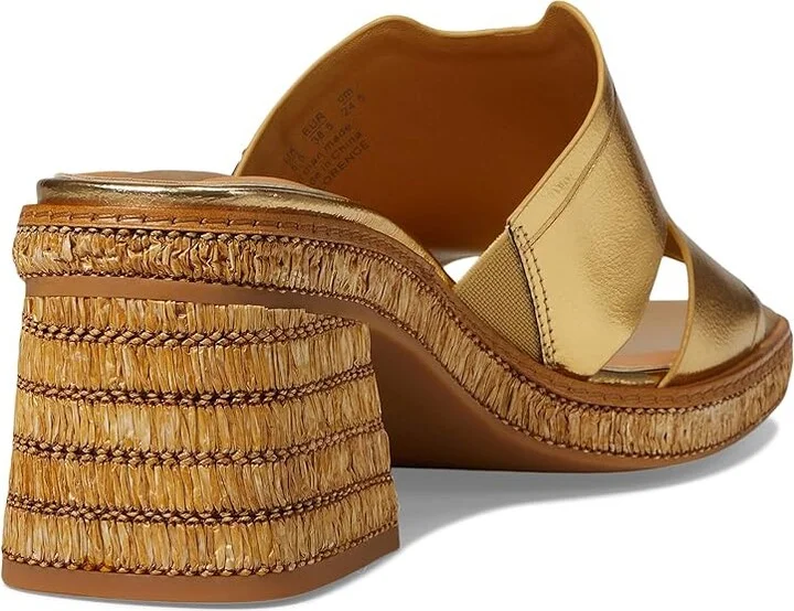 Franco Sarto Florence Fashion Slide Heeled Sandals Women's Sandals Gold Metallic : 9 M, Textile - Image 4