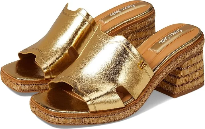 Franco Sarto Florence Fashion Slide Heeled Sandals Women's Sandals Gold Metallic : 9 M, Textile