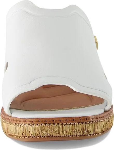 Franco Sarto Florence Fashion Slide Heeled Sandals Women's Sandals White Leather : 10 M, Textile - Image 2