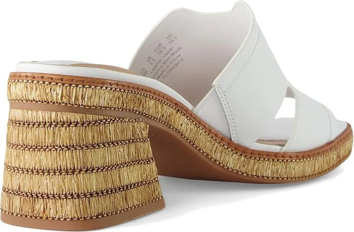 Franco Sarto Florence Fashion Slide Heeled Sandals Women's Sandals White Leather : 10 M, Textile - Image 4