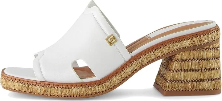 Franco Sarto Florence Fashion Slide Heeled Sandals Women's Sandals White Leather : 10 M, Textile - Image 6