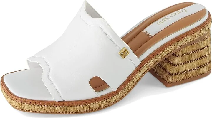 Franco Sarto Florence Fashion Slide Heeled Sandals Women's Sandals White Leather : 10 M, Textile - Image 7